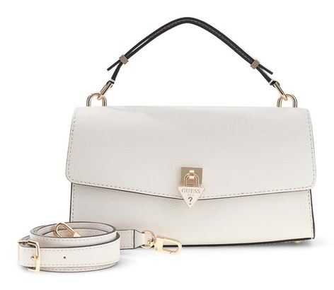 GUESS Patsie Top Handle Flap Bag Cream White