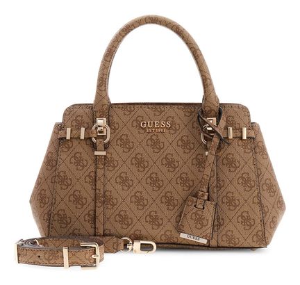 GUESS Leona Logo Multi Compartment Satchel S Latte Logo