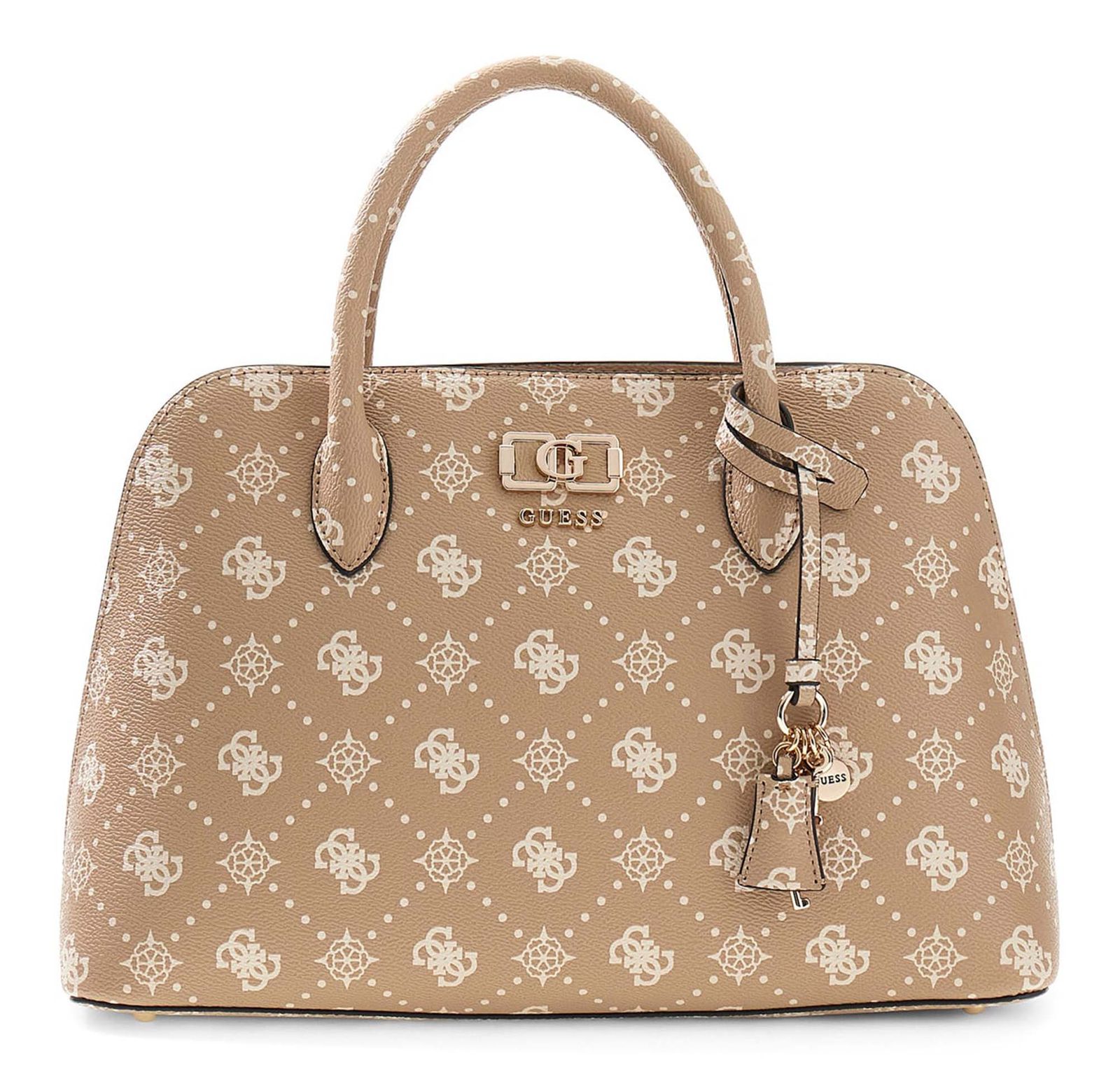 GUESS Emelie Logo Two Comp Satchel Biscotti Logo GUESS Emelie Logo Two Comp Satchel Biscotti Logo