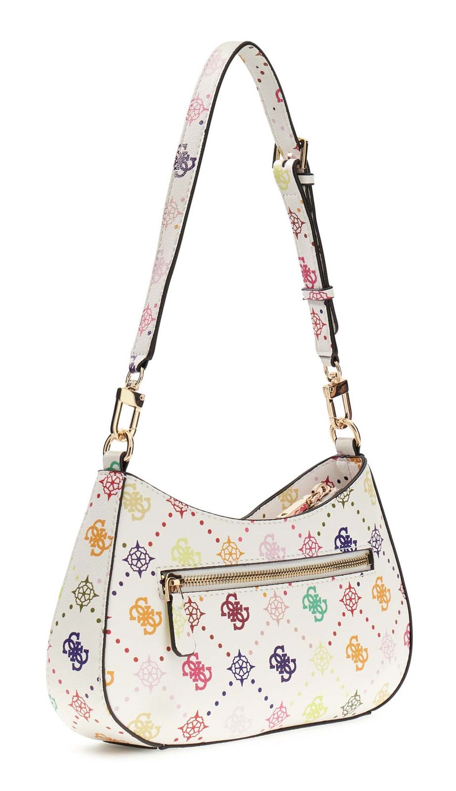 GUESS Emelie Logo Top Zip Shoulder Bag Multi Logo GUESS Emelie Logo Top Zip Shoulder Bag Multi Logo