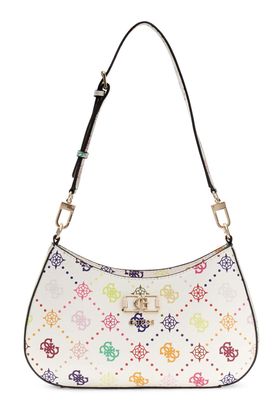 GUESS Emelie Logo Top Zip Shoulder Bag Multi Logo