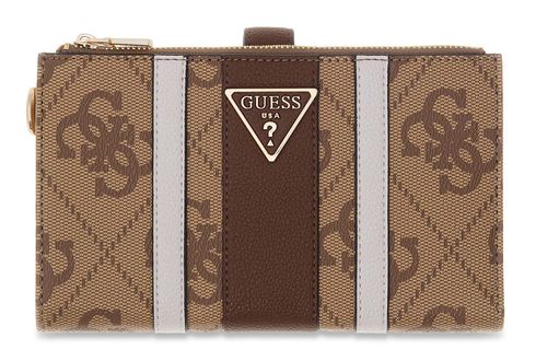 GUESS Laurel II SLG Double Zip Organizer Latte Logo / Brown