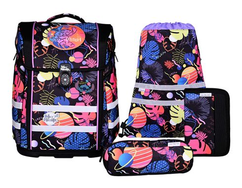 McNeill Perfecto Disney Schoolbag Set 8-teilig Stitch Black