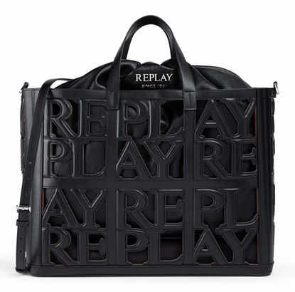 REPLAY Handbag Black + Cambridge Brown