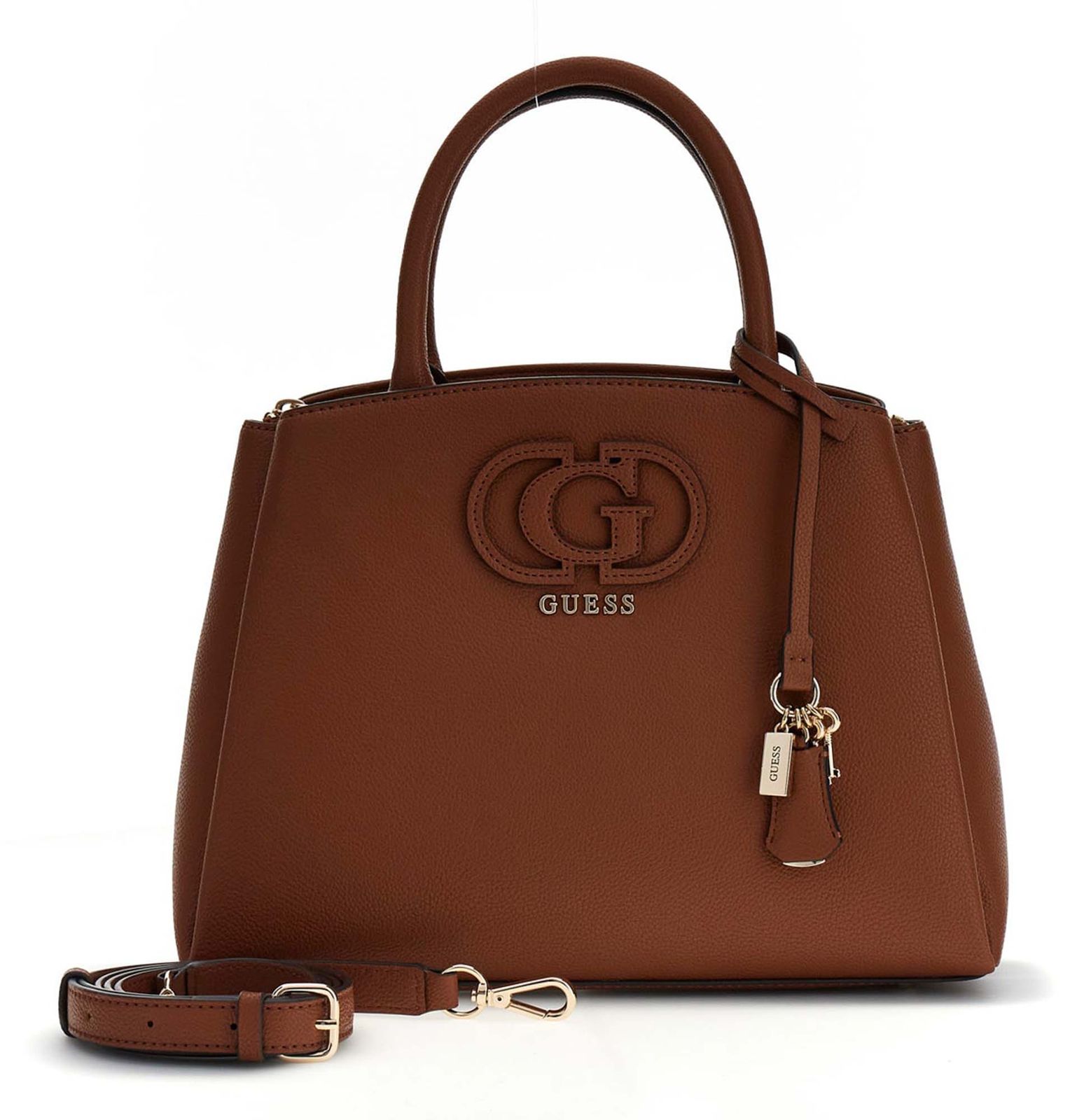 GUESS Isola 3 Compartment Satchel Cognac