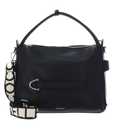 COCCINELLE Gretel Ribbon Handbag Grained Leather Noir