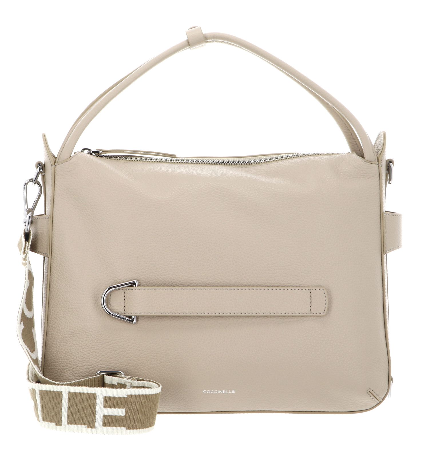 COCCINELLE Gretel Ribbon Handbag Grained Leather Sandshell