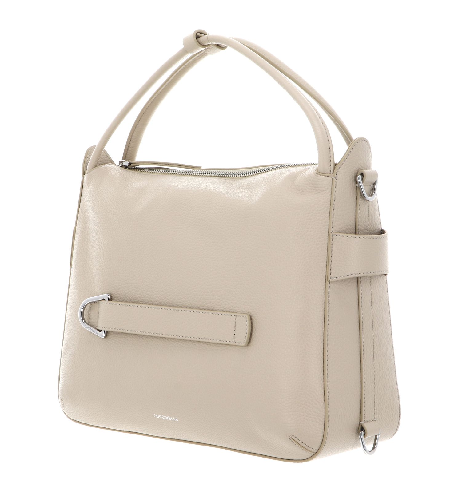 COCCINELLE Gretel Ribbon Handbag Grained Leather Sandshell COCCINELLE Gretel Ribbon Handbag Grained Leather Sandshell