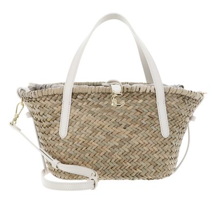 COCCINELLE C-Me Summer Straw Handbag Natural / Pearl COCCINELLE C-Me Summer Straw Handbag Natural / Pearl