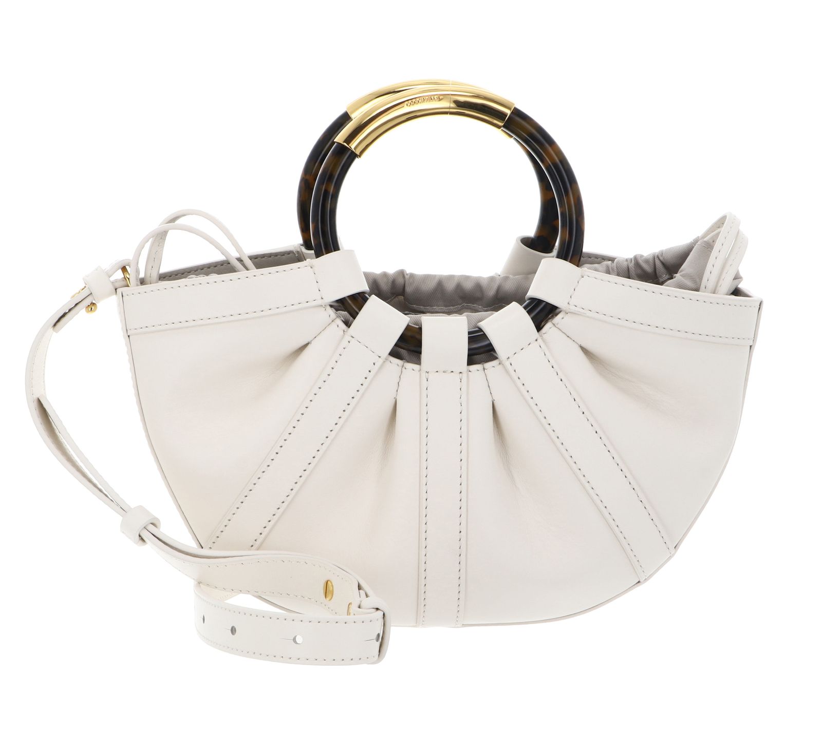 COCCINELLE Shell Handbag Smooth Leather Pearl