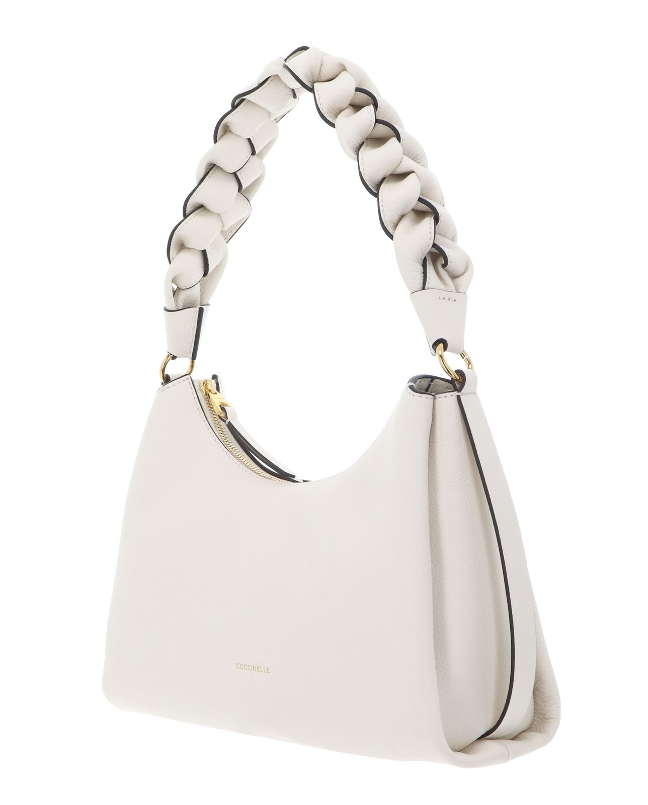 COCCINELLE Boheme Grana Double Shoulder Bag M Pearl / Cognac COCCINELLE Boheme Grana Double Shoulder Bag M Pearl / Cognac