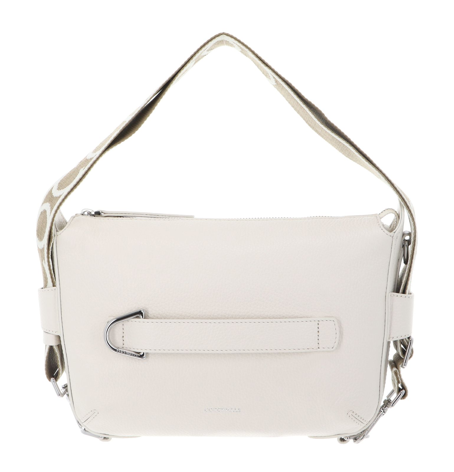 COCCINELLE Gretel Ribbon Crossbody Bag Grained Leather Pearl