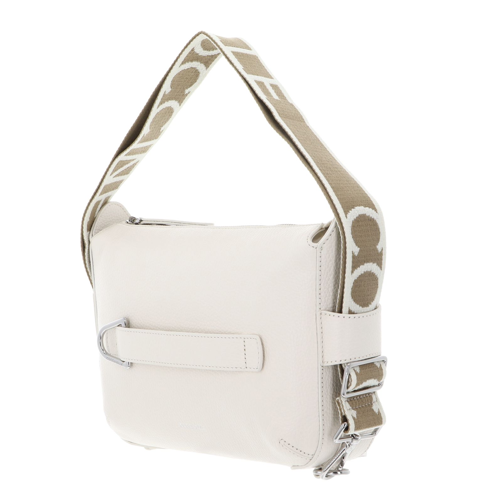 COCCINELLE Gretel Ribbon Crossbody Bag Grained Leather Pearl COCCINELLE Gretel Ribbon Crossbody Bag Grained Leather Pearl