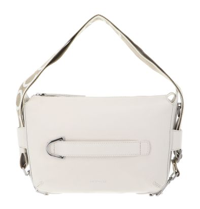 COCCINELLE Gretel Ribbon Crossbody Bag Grained Leather Pearl