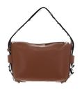 COCCINELLE Gretel Ribbon Crossbody Bag Grained Leather Cognac