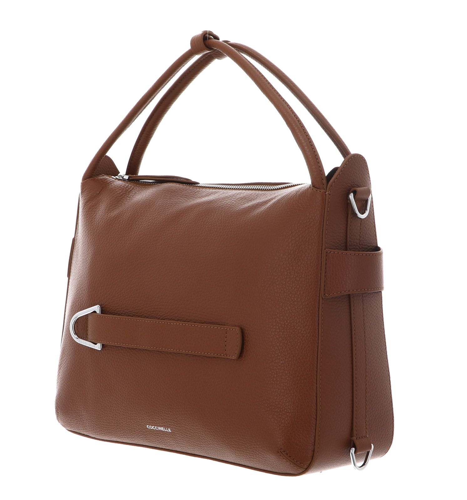 COCCINELLE Gretel Ribbon Handbag Grained Leather Cognac COCCINELLE Gretel Ribbon Handbag Grained Leather Cognac