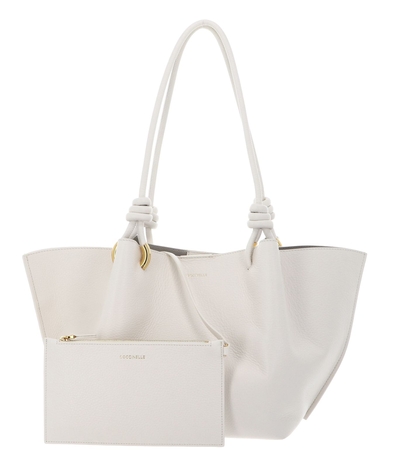 COCCINELLE Finn Handbag Grained Leather Pearl