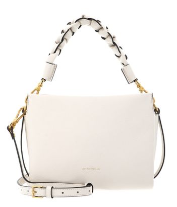 COCCINELLE Boheme Grana Double Crossbody Double Grainy Leather Pearl / Cognac