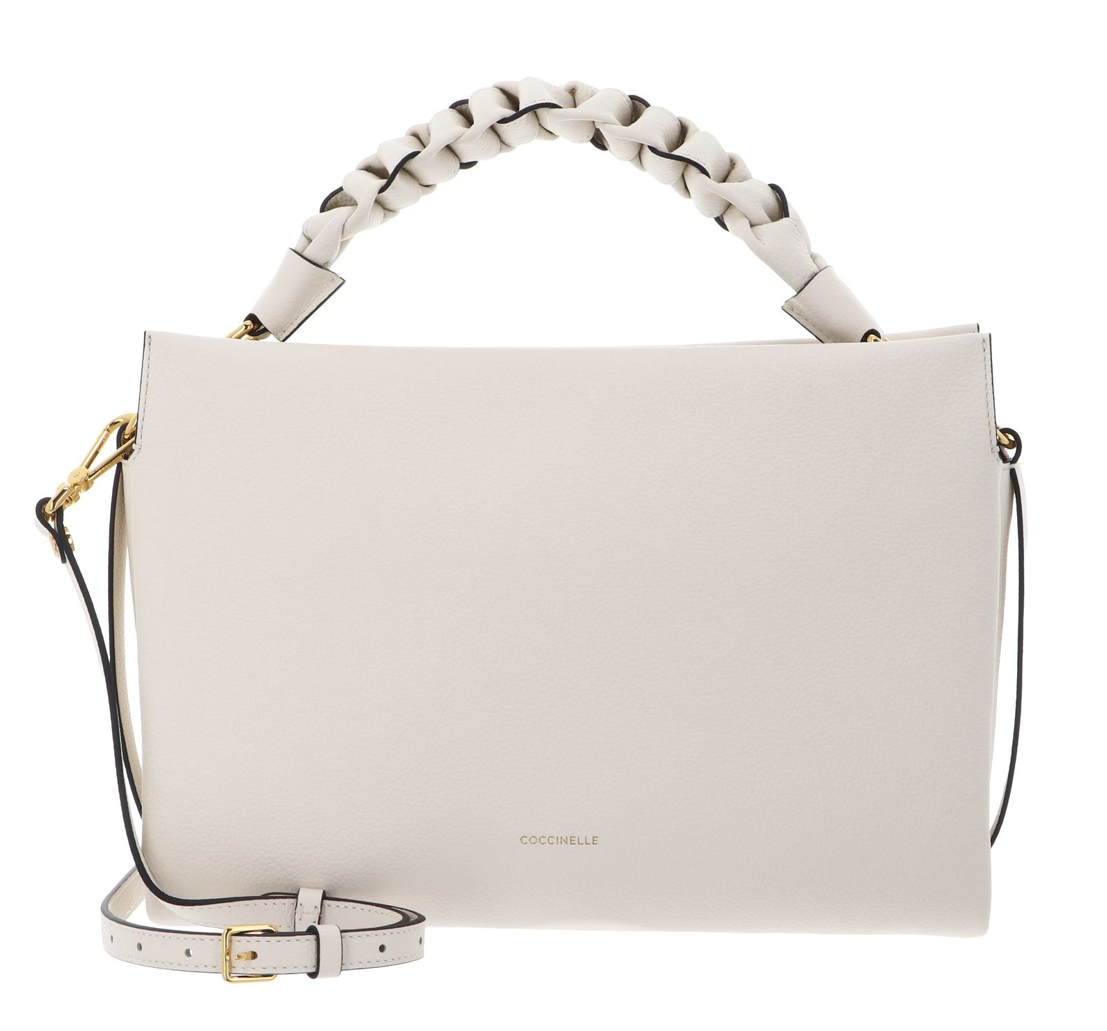 COCCINELLE Boheme Grana Double Hand Bag Pearl / Cognac