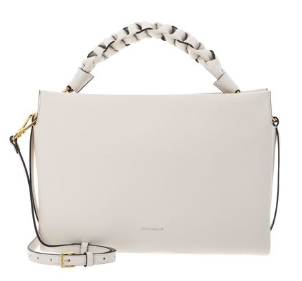 COCCINELLE Boheme Grana Double Hand Bag Pearl / Cognac