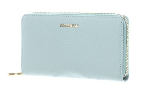 COCCINELLE Metallic Soft Wallet Grained Leather Aquamarine COCCINELLE Metallic Soft Wallet Grained Leather Aquamarine