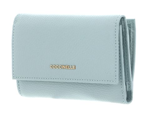 COCCINELLE Metallic Soft Wallet Grainy Leather Aquamarine