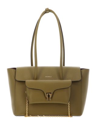 COCCINELLE Double Beat Grained Leather Handbag Seagrass