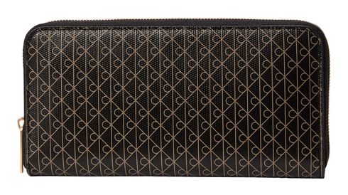 Calvin Klein Emblem Zip Around Wallet Black AOP