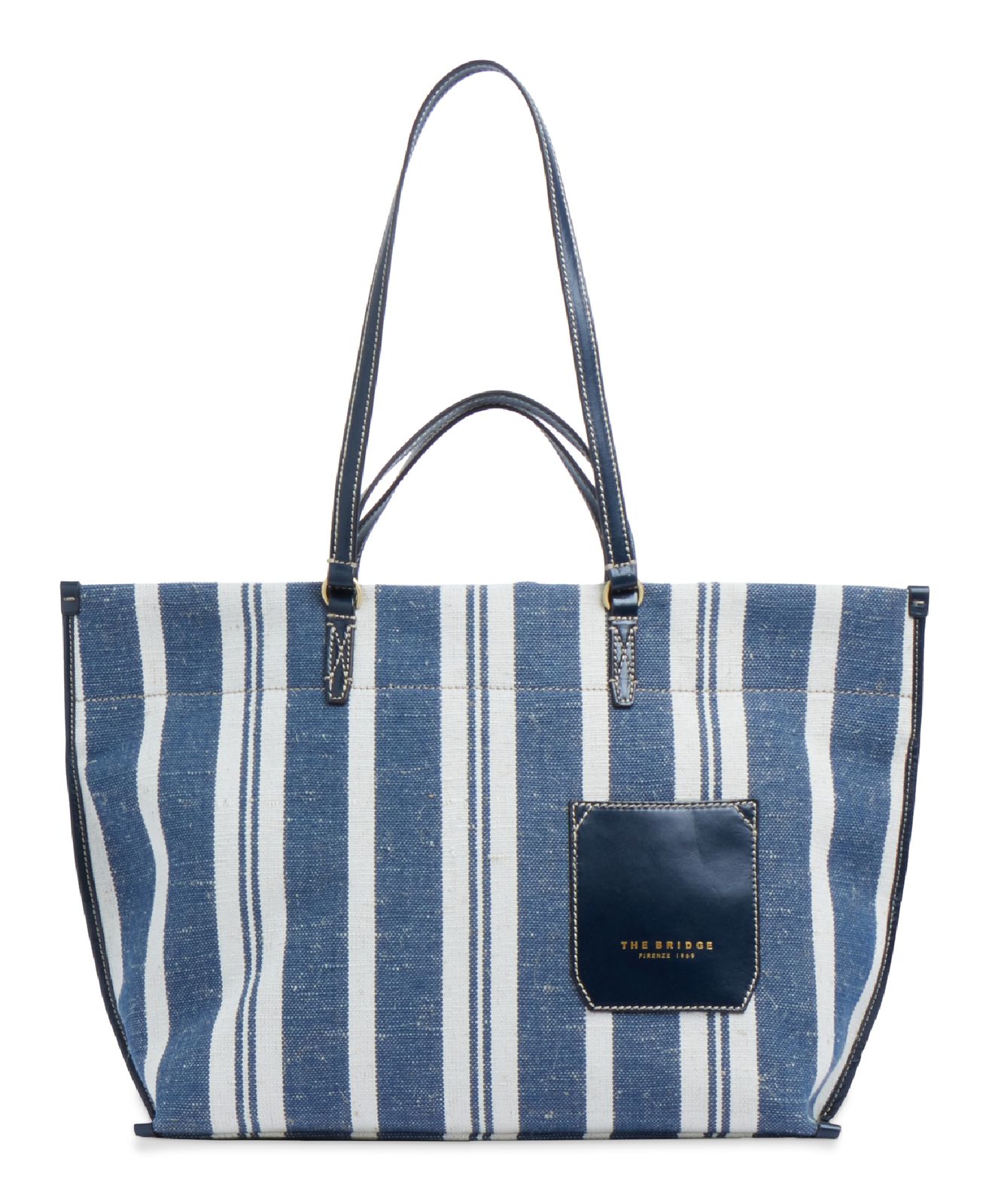 THE BRIDGE Luna Beach Bag Blu - Naturale / Oro