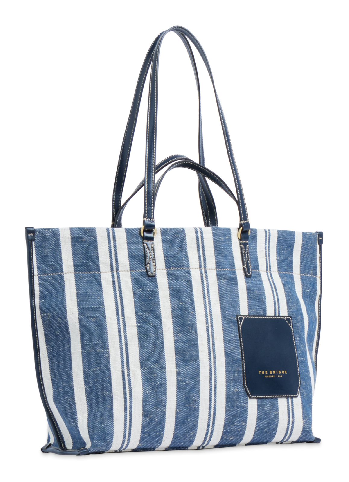 THE BRIDGE Luna Beach Bag Blu - Naturale / Oro THE BRIDGE Luna Beach Bag Blu - Naturale / Oro
