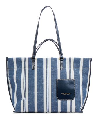THE BRIDGE Luna Beach Bag Blu - Naturale / Oro THE BRIDGE Luna Beach Bag Blu - Naturale / Oro