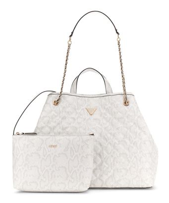 GUESS Giully II Large 2 In 1 Tote Cream White