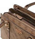 GUESS Leona Logo Multi Compartment Satchel Latte Logo