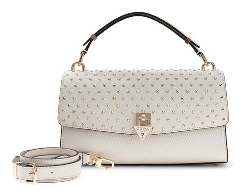 GUESS Patsie Top Handle Flap Bag Cream White