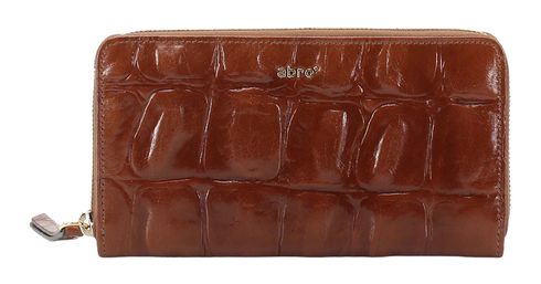 abro Leather Maxi Cocco Zip Wallet Caramel / Cognac