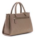 GUESS Anise Triple Compartment Satchel Dark Taupe Logo