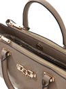 GUESS Anise Triple Compartment Satchel Dark Taupe Logo