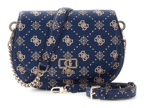 GUESS Emelie Logo Flap Shoulder Bag Navy Logo