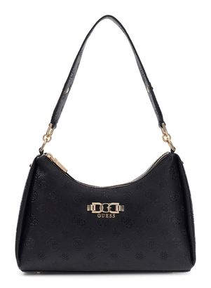 GUESS Anise Double Zip Shoulder Bag Black Logo