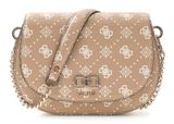 GUESS Emelie Logo Flap Shoulder Bag Biscotti Logo