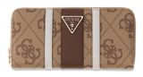 GUESS Laurel II SLG Zip Around Wallet L Latte Logo / Brown