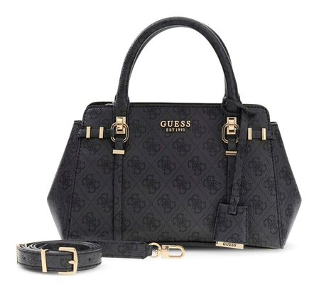 GUESS Leona Logo Multi Compartment Satchel S Coal Logo