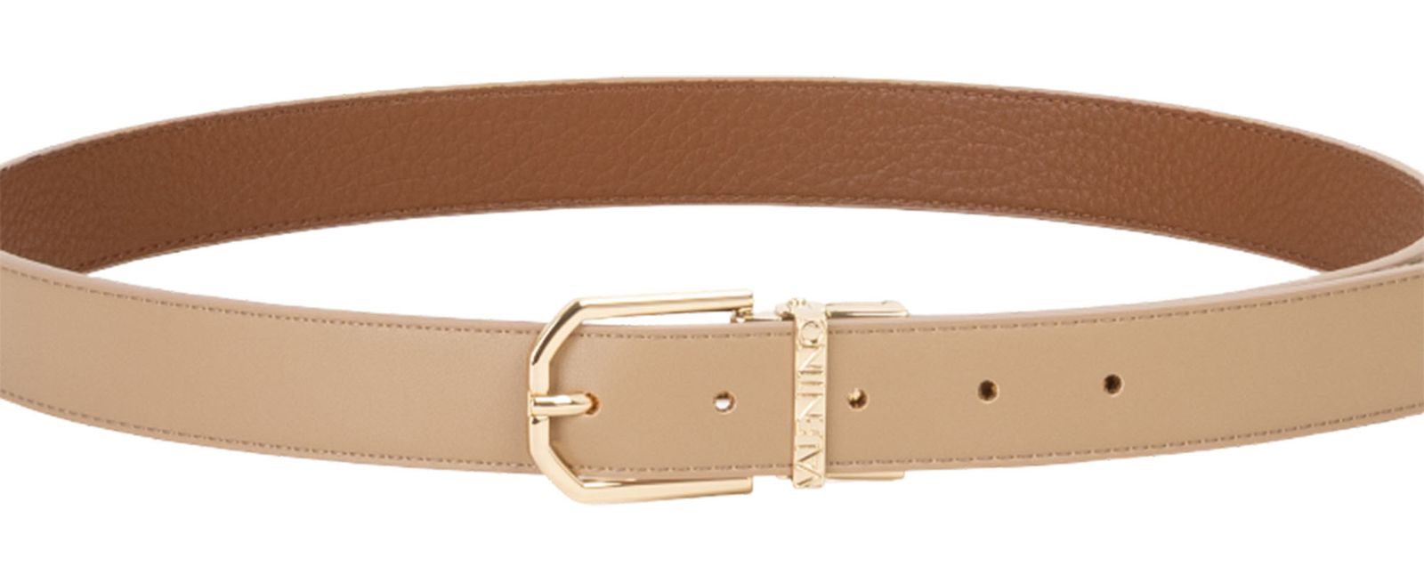 VALENTINO Double Belt W85 Beige / Cuoio Oro - shortenable VALENTINO Double Belt W85 Beige / Cuoio Oro - shortenable