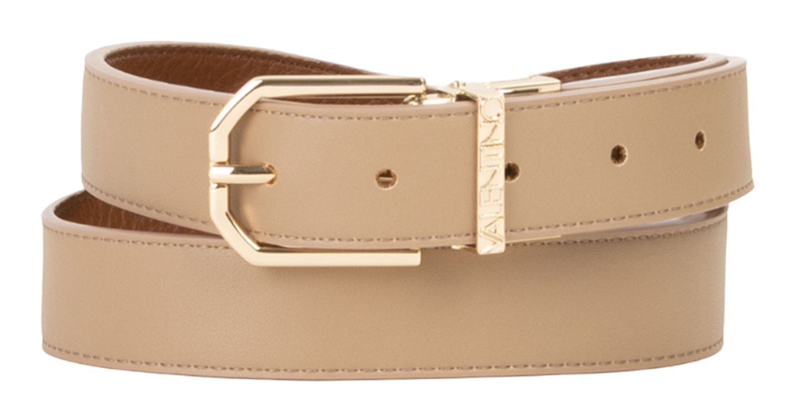 VALENTINO Double Belt W75 Beige / Cuoio Oro - shortenable