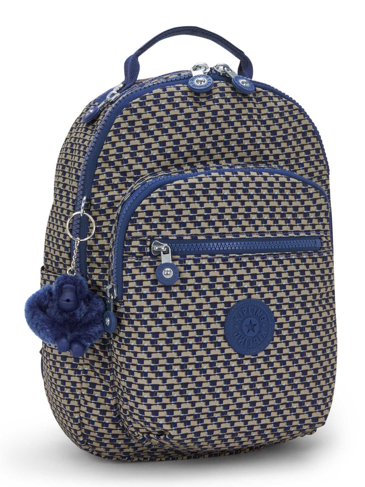 kipling Basic Print Seoul Backpack S Blue On Wire kipling Basic Print Seoul Backpack S Blue On Wire