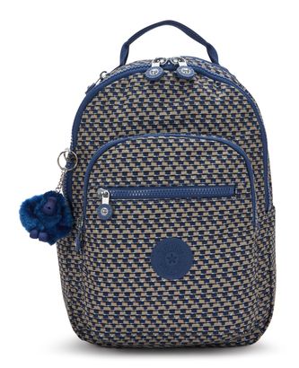 kipling Basic Print Seoul Backpack S Blue On Wire