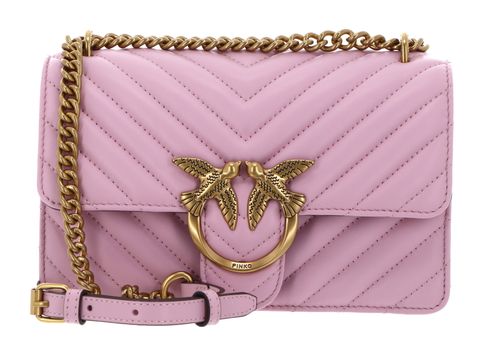 PINKO Love One Mini DC Sheep Nappa Chevron S Light Pink + Antique Gold