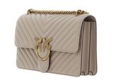 PINKO Love One Classic DC Sheep Nappa Chevron M Beige - Smoke Grey - Antique Gold