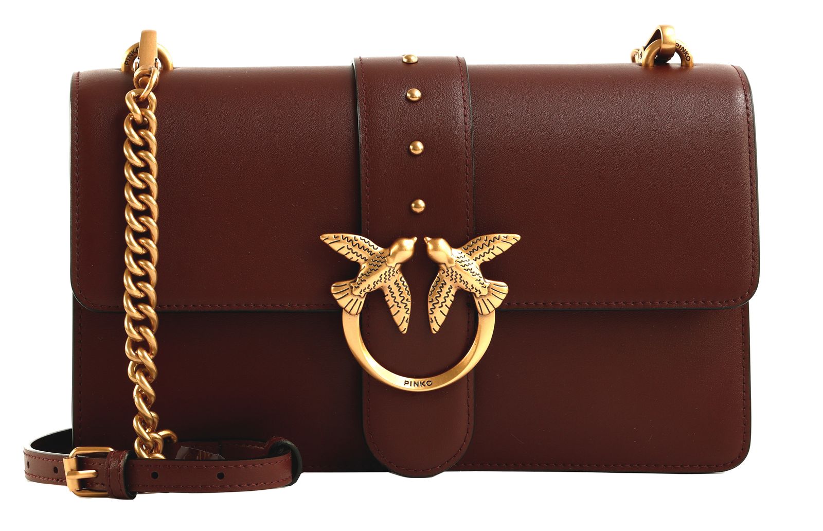 PINKO Love One Classic ST. CL. M Burgundy Wine - Antique Gold