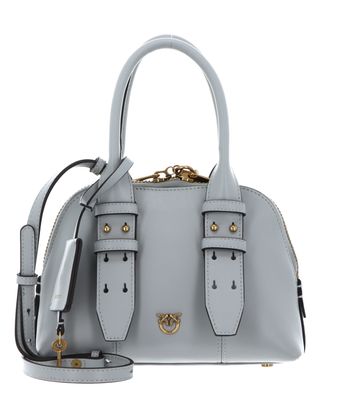 PINKO Bowling Bag Zip Mini Vitello M Pearl Grey - Antique Gold